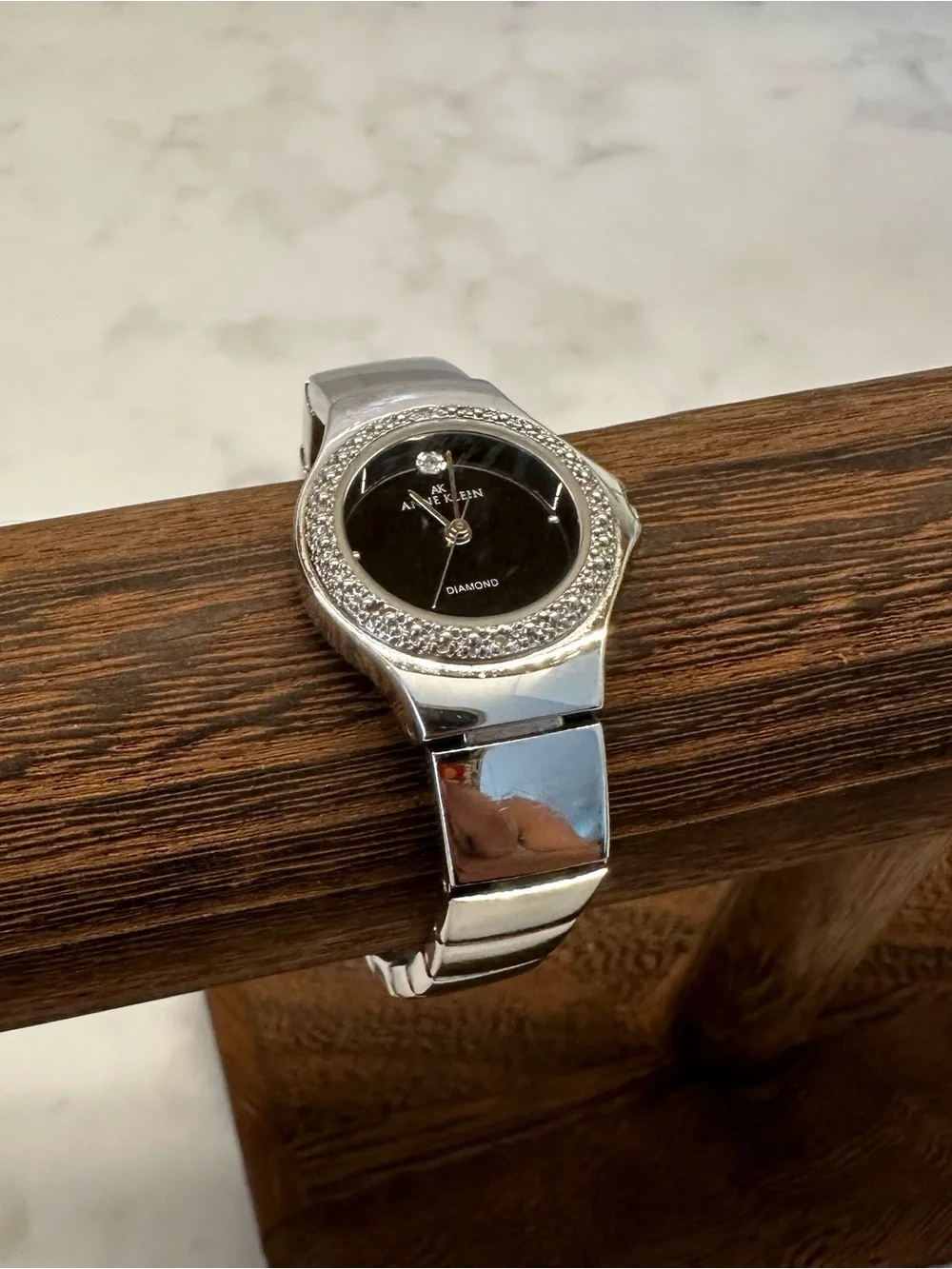 Vintage AK Anne Klein Diamond Ladies' Silvertone Quartz Wristwatch